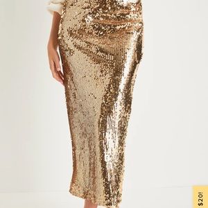 Lulu’s Gold sequin maxi skirt